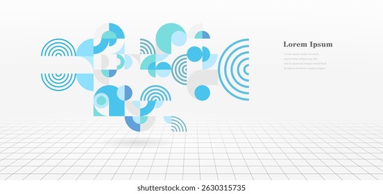 abstract blue green round. geometric circle texture background. 3d wireframe pattern. architectural concept.