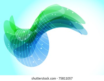 Abstract blue and green shape on bright background. Vector eps10 background