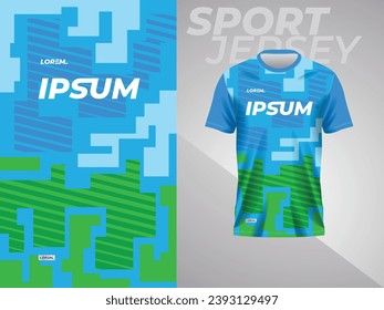 abstract blue and green sport jersey mockup design