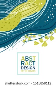 Abstract blue and green spots at the top of the rectangle. Vector illustration.