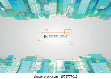 Abstract blue green square pattern design of technology background. Decorate in center design, headline, artwork, template, brochure. illustration vector eps10