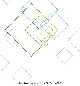 Abstract blue and green squares on white. Vector background