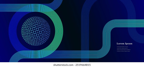 abstract blue green stripe line. geometric circle dot texture background. futuristic technology. retro styled concept.
