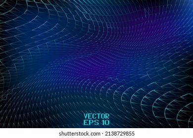Abstract Blue and Green Striped Pattern with Waves. Intertwined Texture. Vector. 3D Illustration