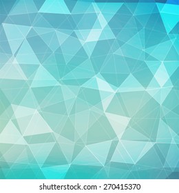Abstract blue and green triangle geometrical background, Vector Illustration.