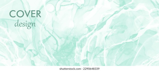 Resumen de fondo vectorial azul y verde para diseño de portada, tarjeta, volante, afiche e invitación. Ilustración de verano hecha a mano. Arte fluido. Fondo acuático de primavera.	