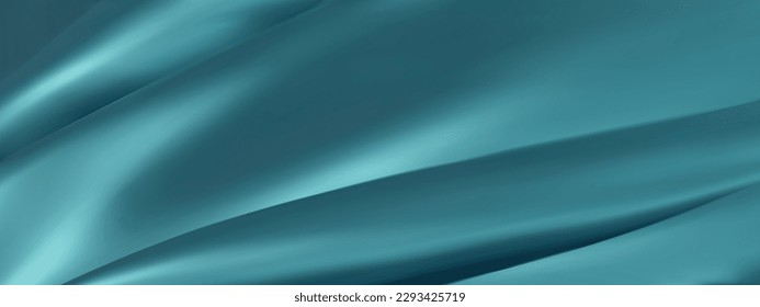 Abstract blue green vector background. Luxury cloth or liquid wave. Abstract or blue fabric texture background. Blue Cloth soft wave. Creases of satin, silk, and Smooth elegant cotton.