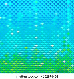 Abstract blue green vector detailed background with colorful elements, that look like stars or sparkling water