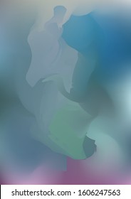 Abstract blue and green watercolor background, painted vector illustration like sea waves. Watercolor gradient pattern with thin wavy border lines, vector painting. Abstract colorful oil paints.