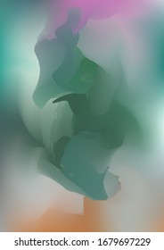 Abstract blue and green watercolor background, painted vector illustration like sea waves. Watercolor gradient pattern with thin wavy border lines, vector painting. Abstract colorful oil paints.