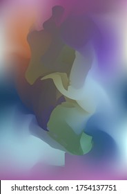 Abstract blue and green watercolor background, painted vector illustration like sea waves. Watercolor gradient pattern with thin wavy border lines, vector painting. Abstract colorful oil paints.