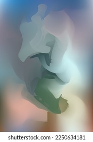 Abstract blue and green watercolor background, painted vector illustration like sea waves. Watercolor gradient pattern with thin wavy border lines, vector painting. Abstract colorful oil paints.