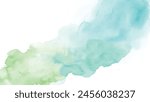 Abstract blue green watercolor texture isolated on white background. Hand-painted watercolor splatter stains artistic vector used as an element in the decorative design.