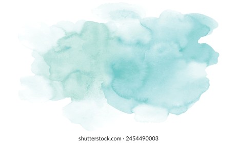 Abstract blue green watercolor texture isolated on white background. Hand-painted watercolor splatter stains artistic vector used as an element in the decorative design.