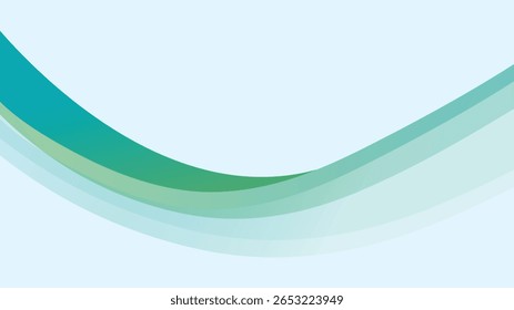 Abstract blue and green wave background vector illustration. Modern minimal template with smooth curves, perfect for business presentations, posters, flyers, web, digital projects, and creative design