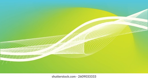 Abstract blue and green wave lines on a white background abstract green wave background