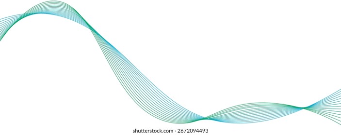 Abstrakte blaugrüne Wellenlinien auf weißem Hintergrund. Vektorgrafik