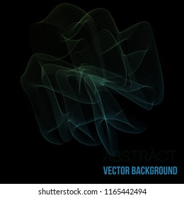 Abstract blue and green waves on black background. Vector illustration EPS10