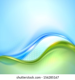 Abstract blue and green waving background