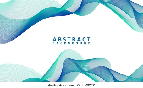 abstract blue and green wavy background vector, Abstract flowing banner template