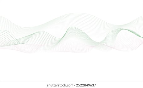 Abstract blue and green wavy background, green blue cyan tech wavy lines gradient vector illustration,	