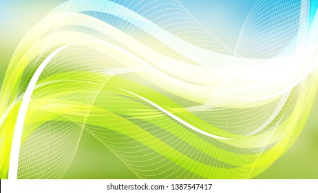 Abstract Blue Green and White Flow Curves Background