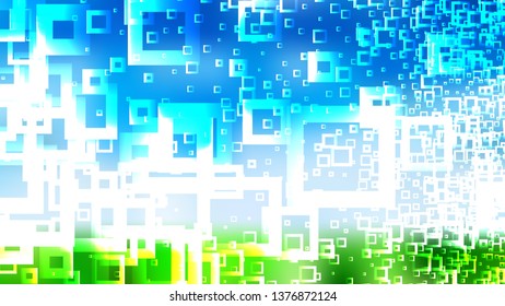 Abstract Blue Green and White Square Modern Background