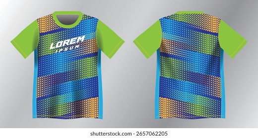 abstrato azul verde e amarelo padrão de fundo para o esporte jersey design mockup
