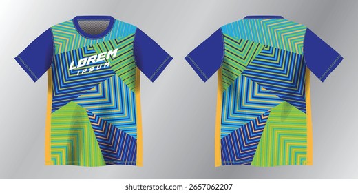 abstract blue green and yellow background pattern for sport jersey design mockup