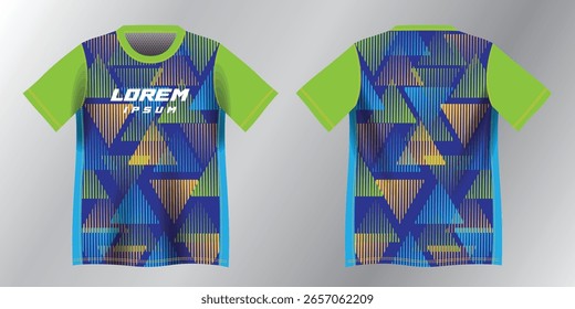 abstract blue green and yellow background pattern for sport jersey design mockup