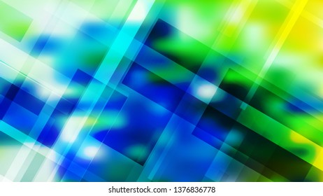 Abstract Blue Green and Yellow Lines Stripes and Shapes Background Image
