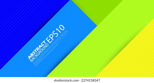 Abstract blue, green and yellow papercut background template vector with square overlap pattern. Colorful background with realistic shadow design.Eps10 vector