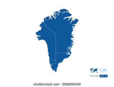 Abstract blue Greenland map vector on white background.