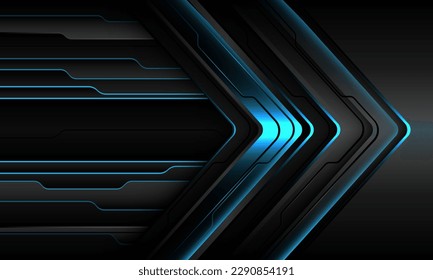 Abstract blue grey black cyber arrow direction geometric layer overlap design modern futuristic technology background vector illustration.