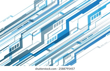 Abstract blue grey circuit lines technology connected electronics elements computer design modern futuristic on white background vector illustration.
