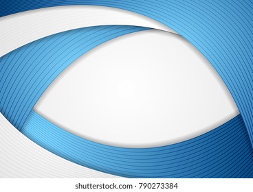 Abstract blue and grey corporate wavy vector template background