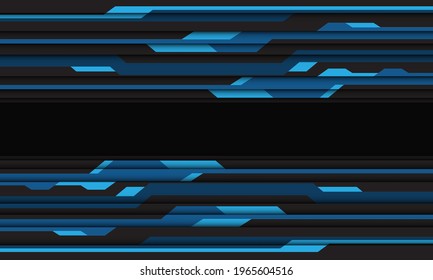 Abstract blue, grey cyber circuit pattern banner design on black. Modern futuristic technology background vector illustration.