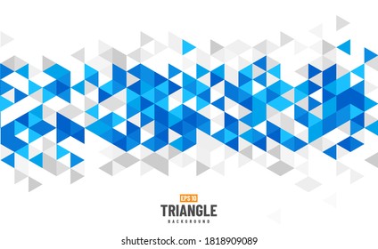 Abstract blue and grey geometric background with polygonal triangles, cube pattern. Modern template design with color triangle for brochure, leaflet, flyer design. Vector illustration