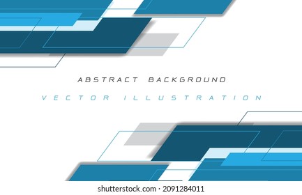 Abstract blue grey geometric overlap on white design modern futuristic technology background vector illustration.
