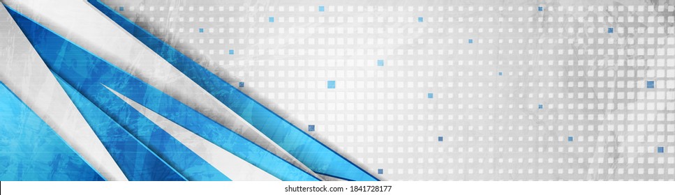 Abstract blue and grey grunge banner design. Geometric corporate vector background