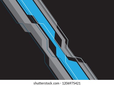 Abstract blue grey line circuit futuristic on dark design modern technology background vector illustration.