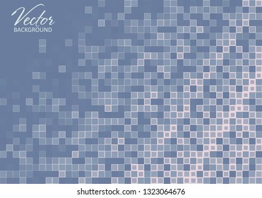 Abstract blue grey pixel pattern. Colorless ector gaphic mosaic background