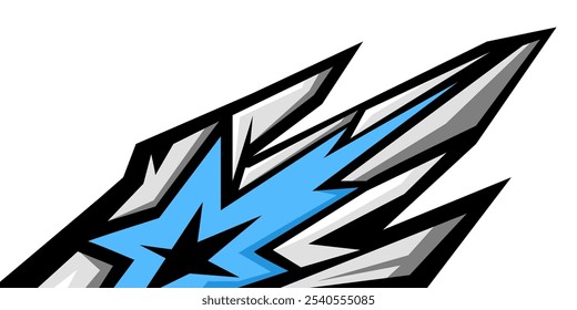 Abstract blue and grey star shaped decal for racing car or background , racing car livery vector design