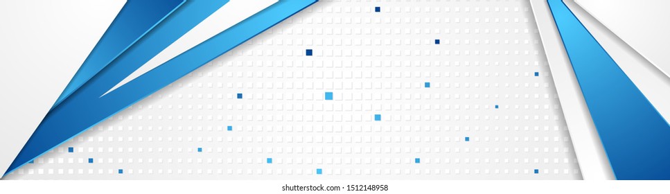 Abstract blue and grey tech geometric banner design. Vector web header corporate background