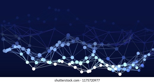 Abstract blue grid background . Connection structure. Science concept background. Futuristic technology element . Connecting dots and lines . Big data.
