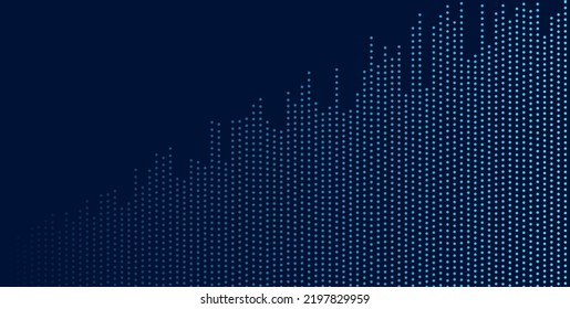 Abstract blue growing financial graph chart background  Vector dotted lines tech design