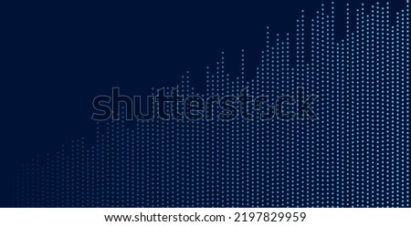 Abstract blue growing financial graph chart background. Vector dotted lines tech design
