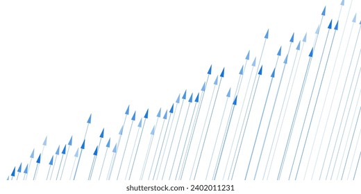 Resumen azul crecimiento de las flechas del gráfico de gráficos lineales financieros. Diseño técnico de líneas de vector