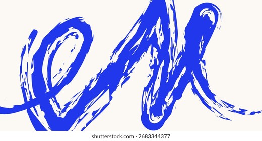 Fondo de trazo de pincel de grunge azul Abstractas. Anuncio de textura sucia con salpicaduras, trazos, manchas curvas y líneas llamativas. Pincelada azul granulada con textura en spray. Fondo de grunge de Vector.