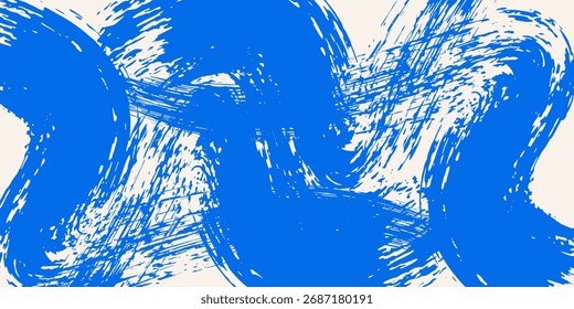 Abstract blue grunge brush stroke background. Dirty texture banner with splashes art simple design pattern